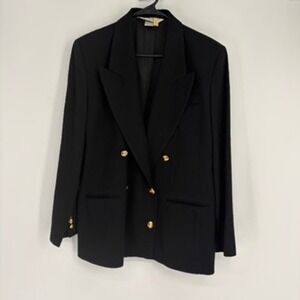 Austin‎ Reed London New York Black Double Breasted 100% Wool Blazer Old Money 12